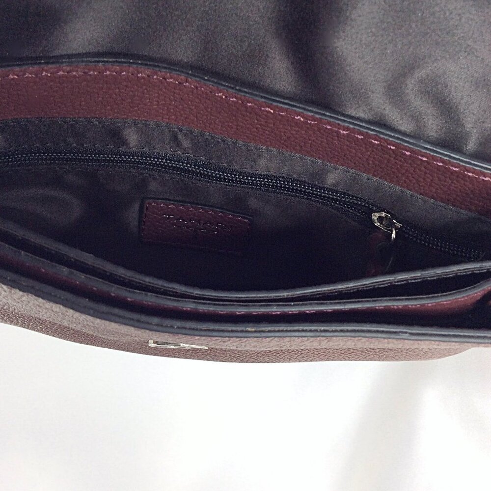Tahari Soft Burgundy Pebbled Leather Small Crossbody Shoulder Bag Purse - Picture 9 of 10
